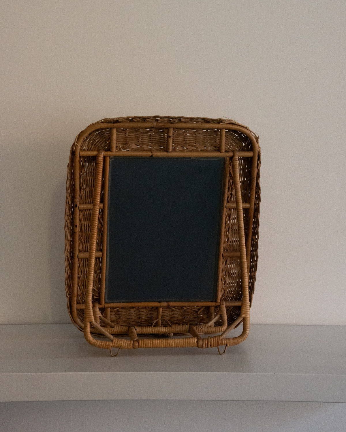 Rattan two in one standing and wall mirror