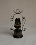 Frog metal and glass miniature oil lamp