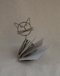 Metal wire cat letter/business card holder