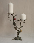French toleware candelabra with faux pearl, cherry and lemon