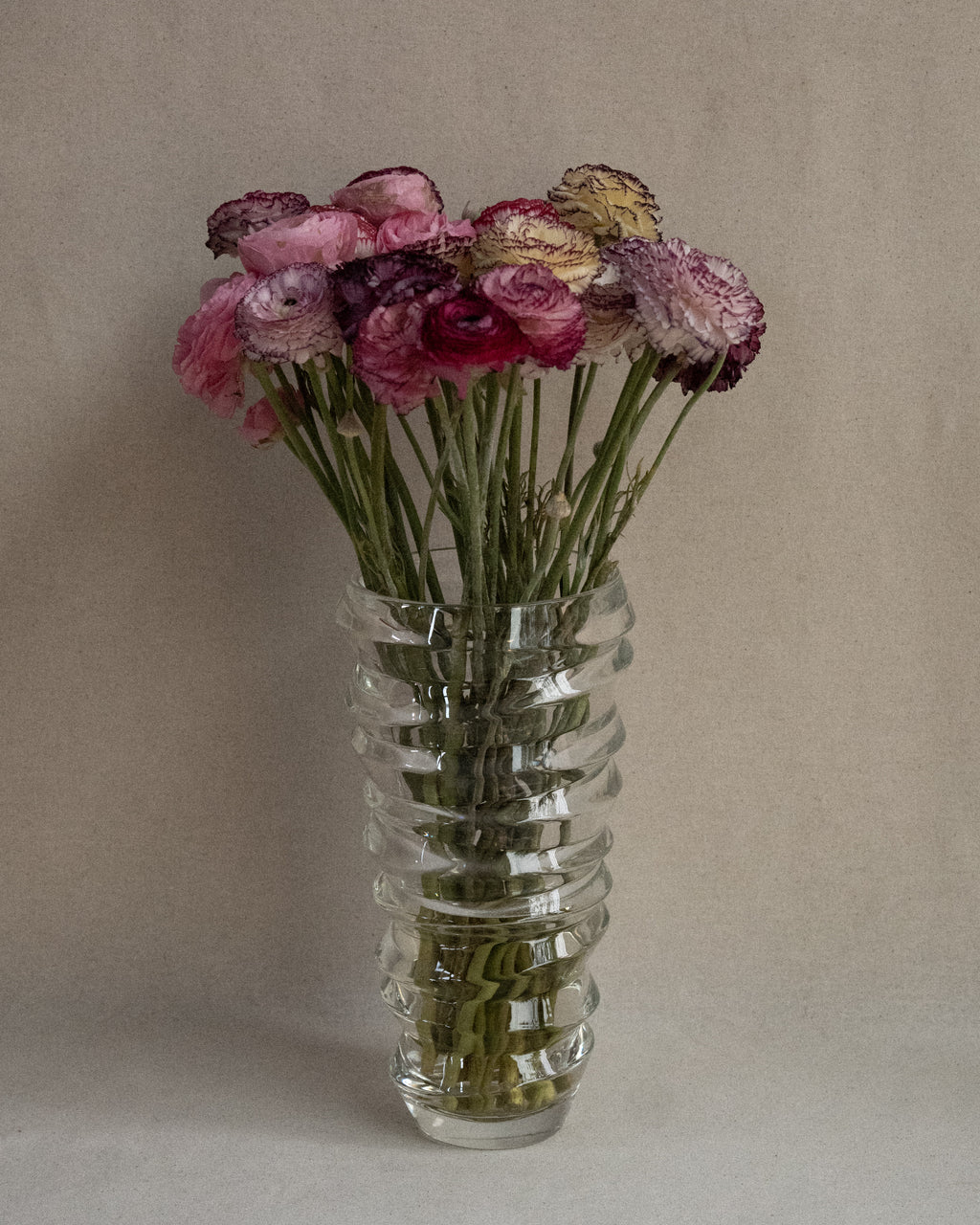 German twist clear crystal vase