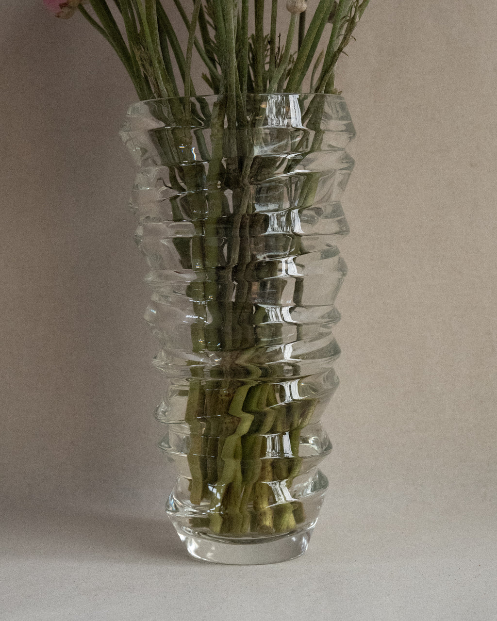 German twist clear crystal vase