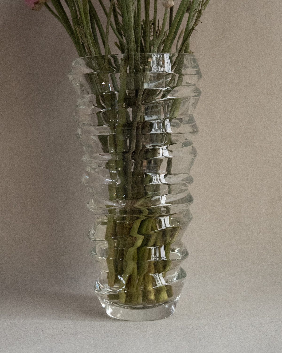 German twist clear crystal vase