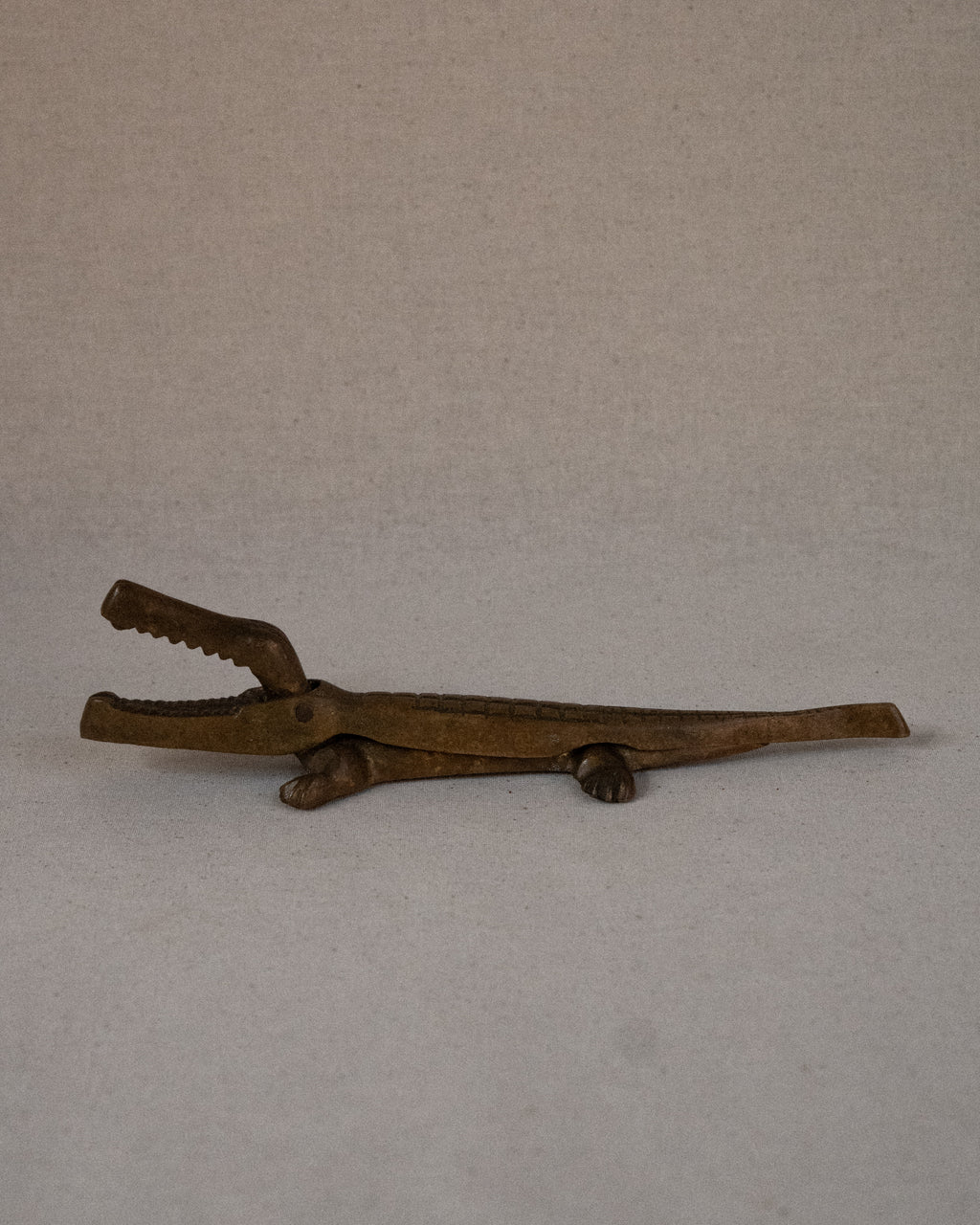 Brass crocodile nutcracker