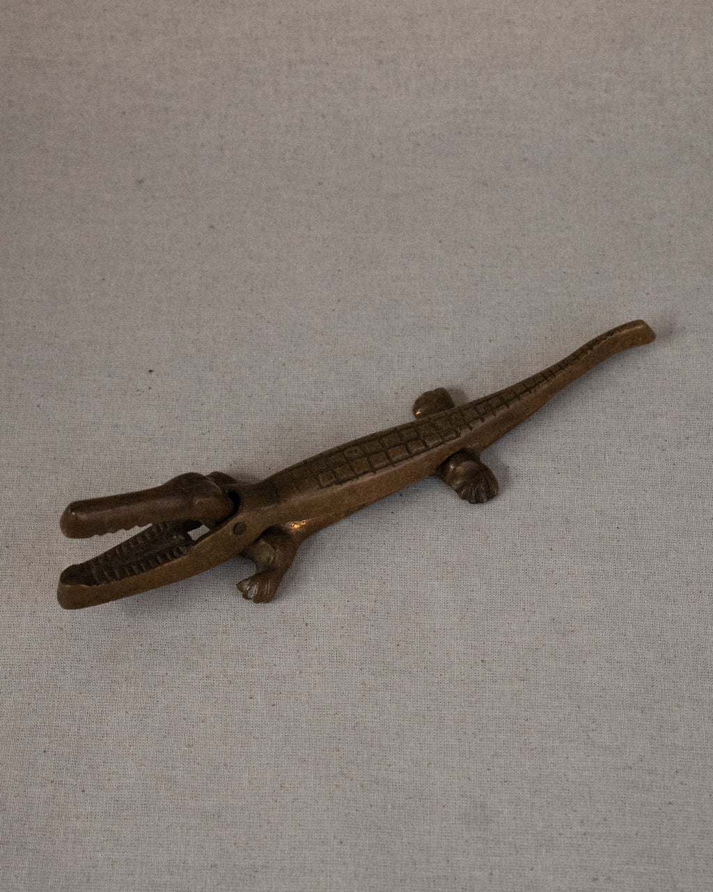 Brass crocodile nutcracker