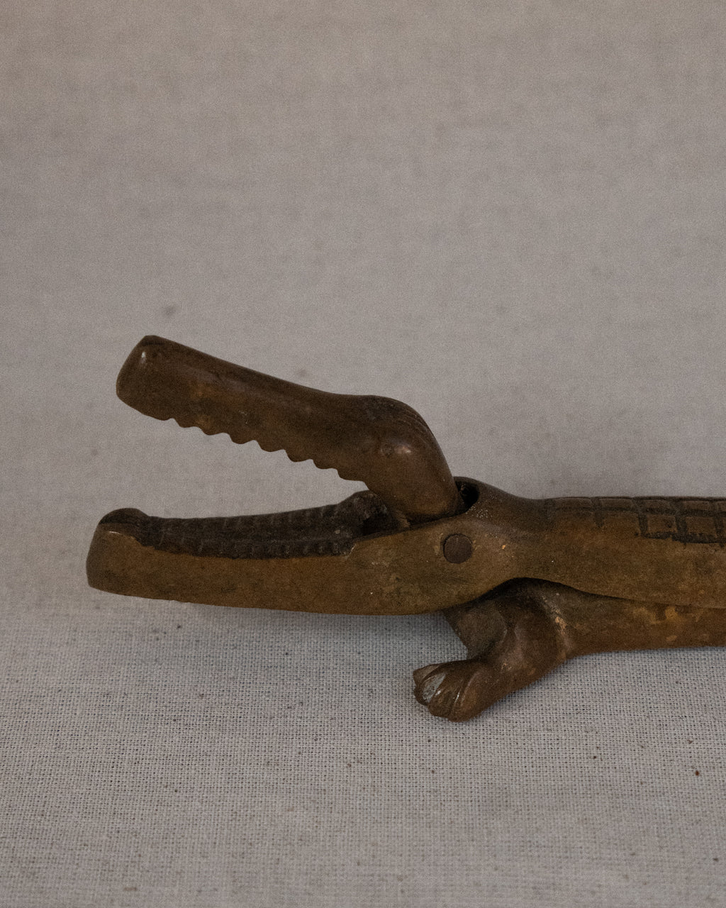 Brass crocodile nutcracker