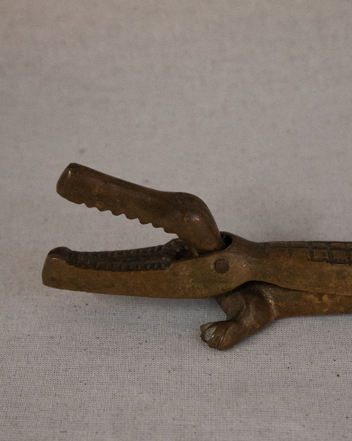 Brass crocodile nutcracker