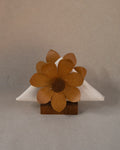 Dual sided carved wooden sunflower napkin holder
