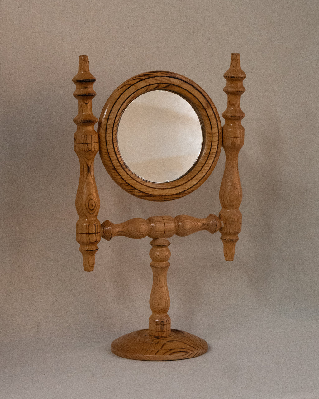 c1950s wooden swivel vanity mirror