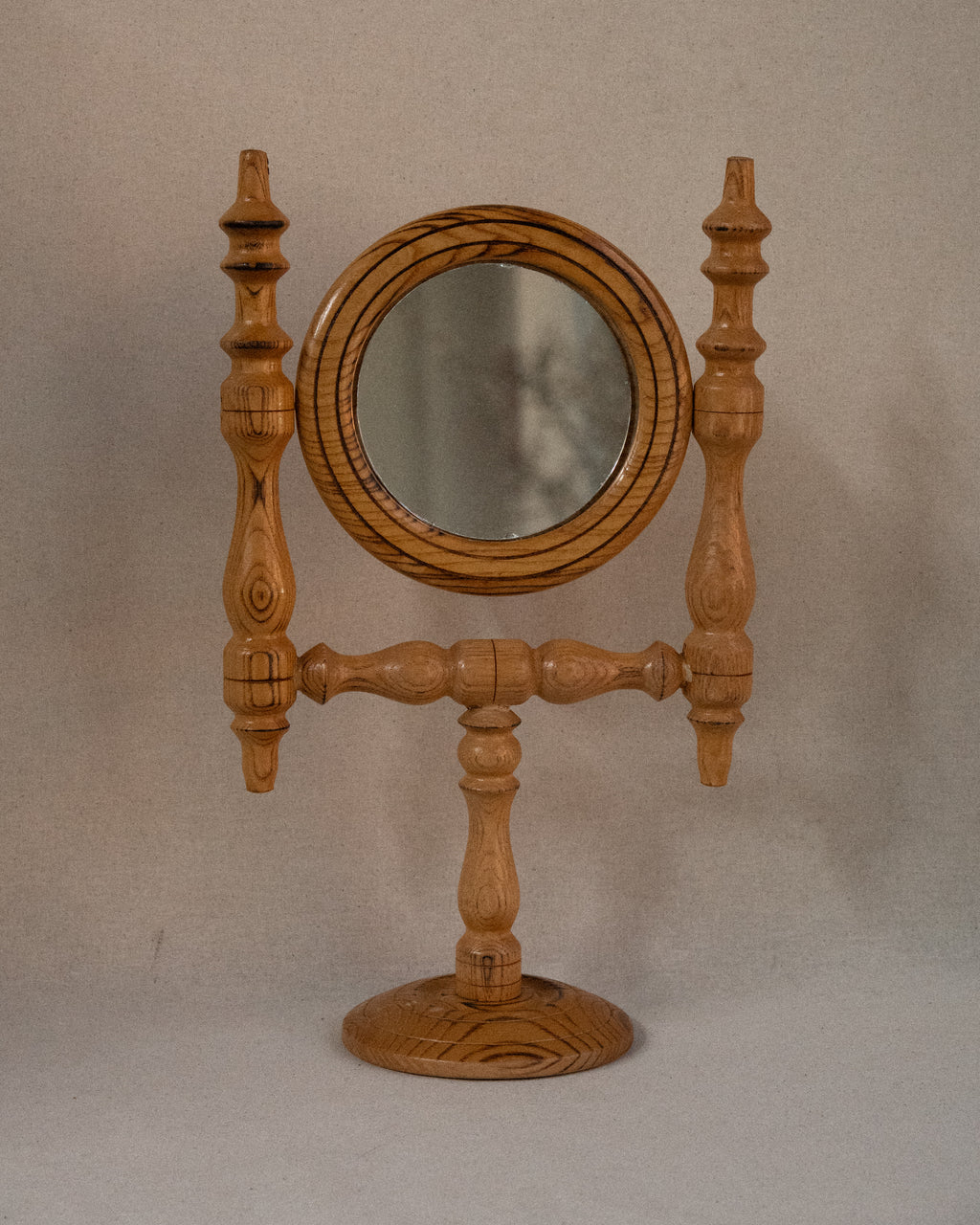 c1950s wooden swivel vanity mirror