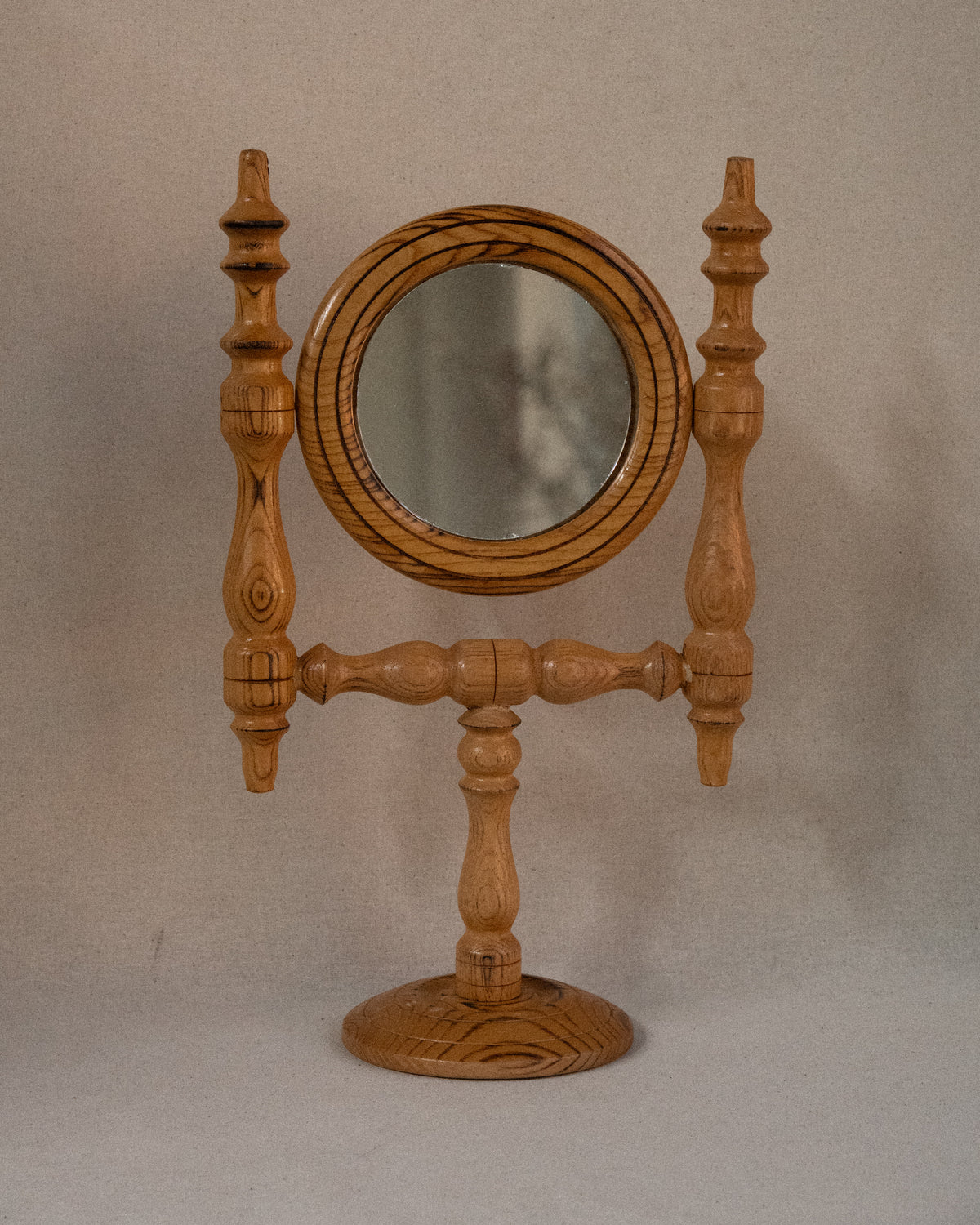 c1950s wooden swivel vanity mirror