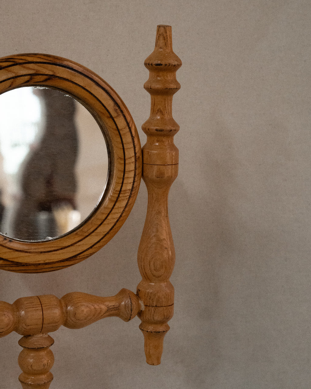 c1950s wooden swivel vanity mirror