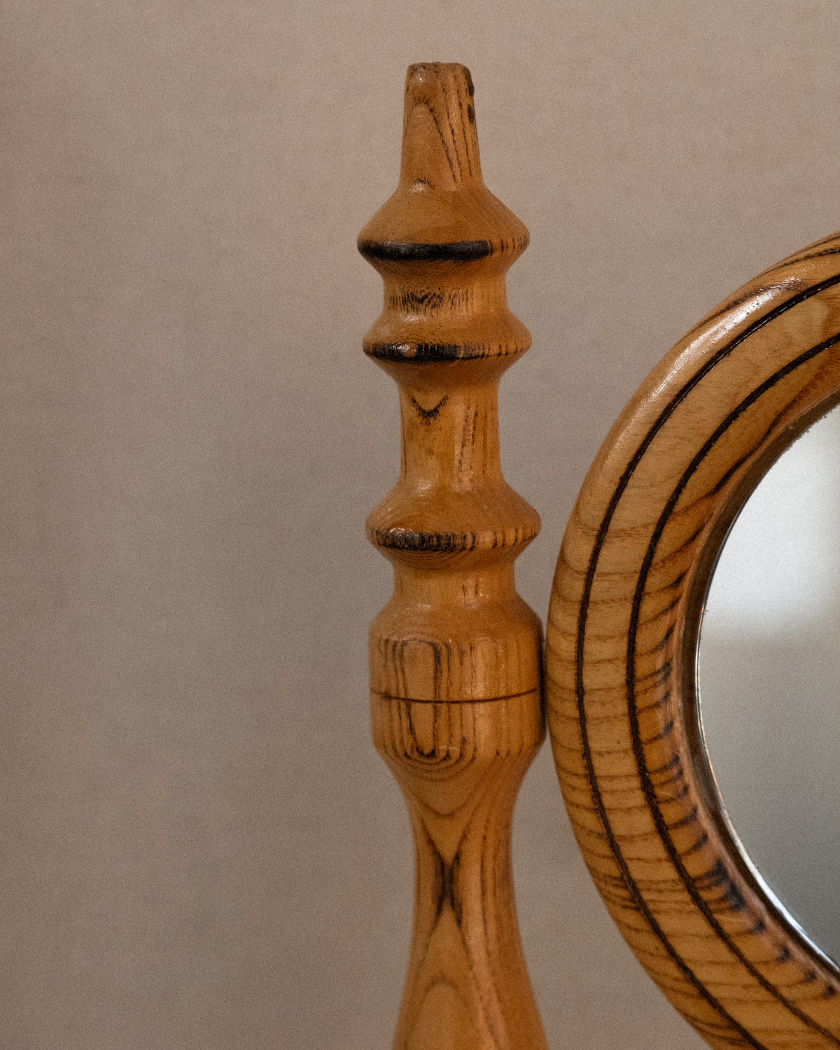 c1950s wooden swivel vanity mirror