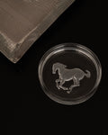 Intaglio glass horse ashtray dish