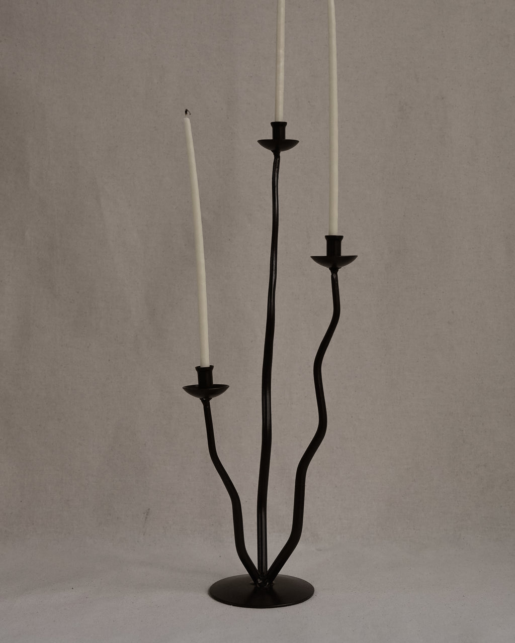 Trio metal squiggly candelabra