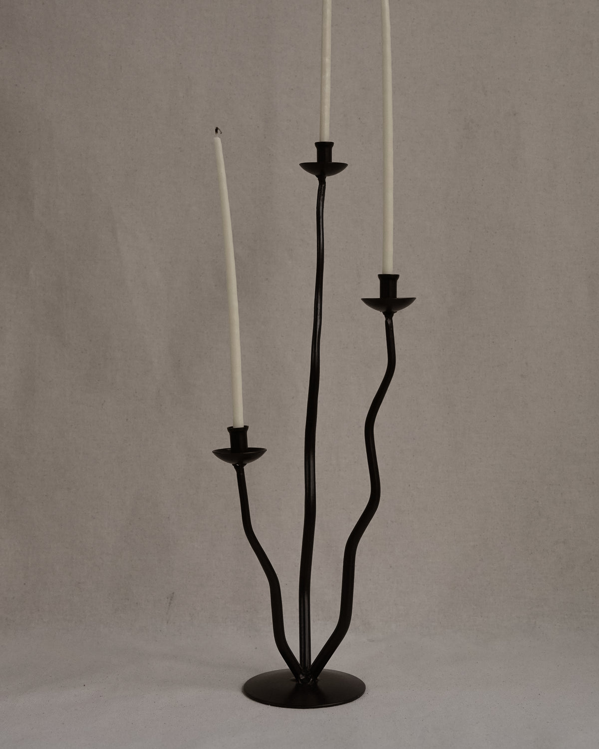 Trio metal squiggly candelabra