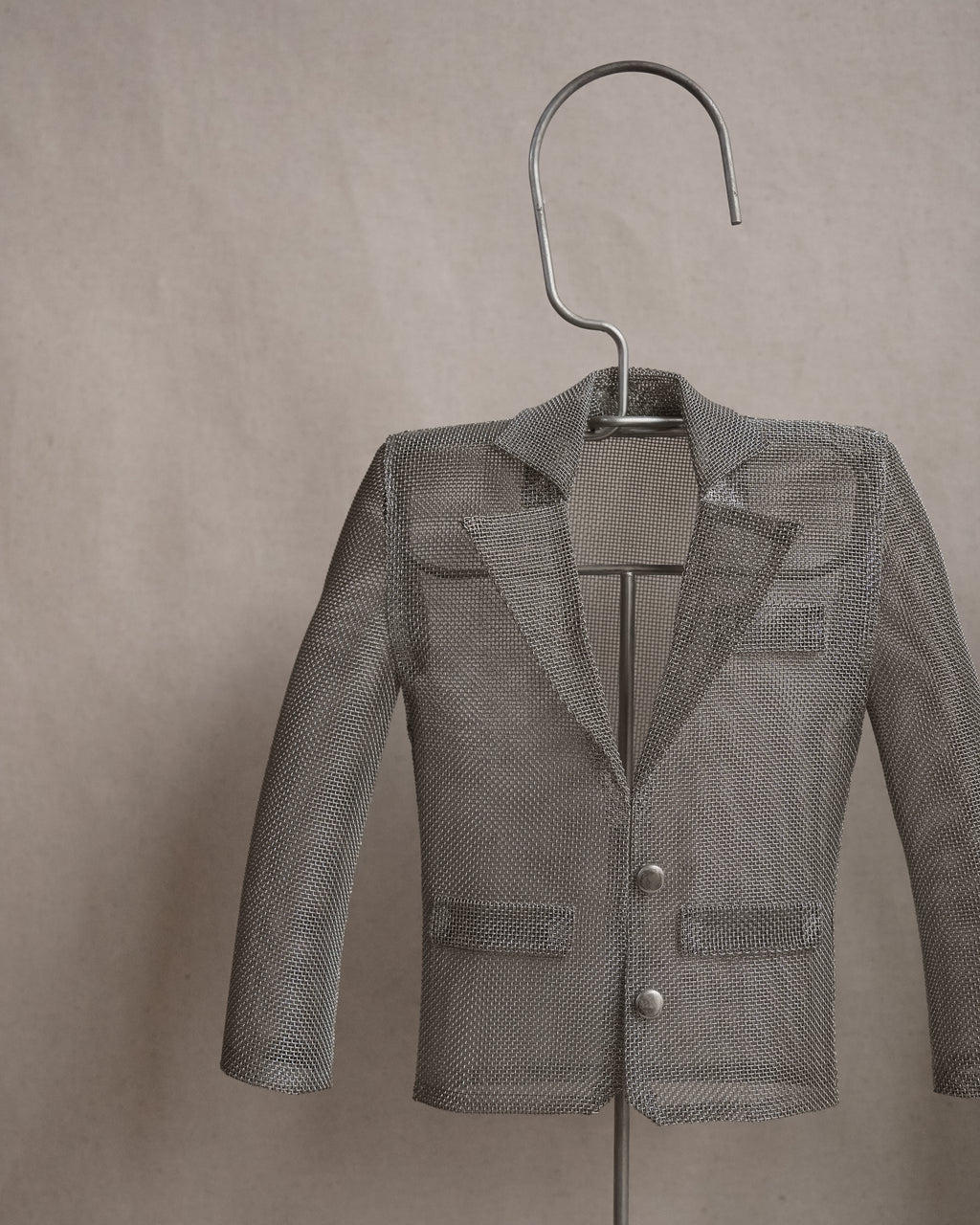 Pair of vintage Ikea metal mesh Blazer and Dress jewellery holder