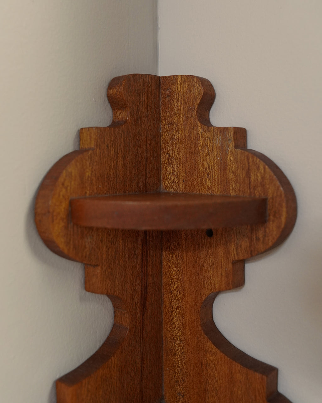 Tiered wooden corner shelf