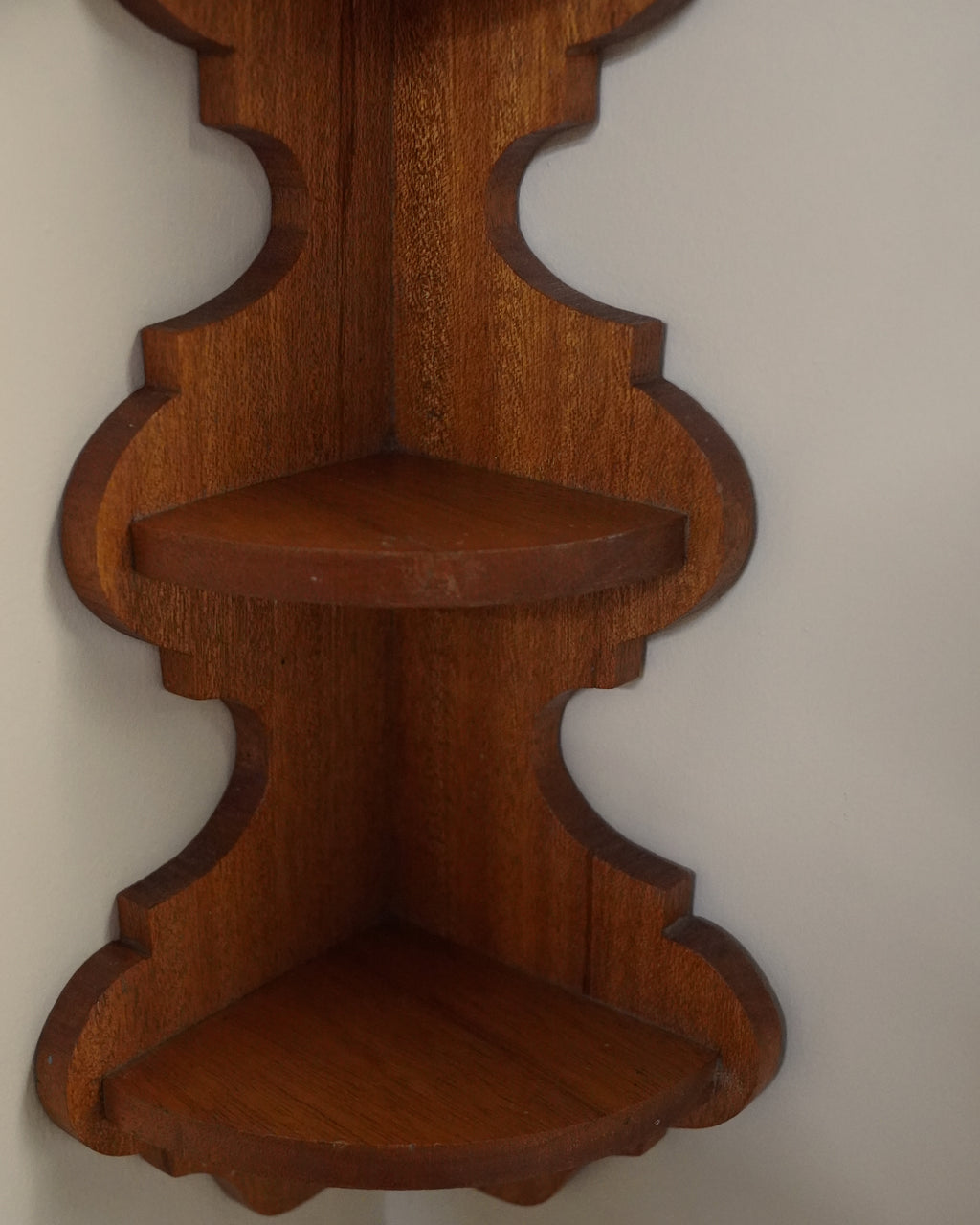 Tiered wooden corner shelf