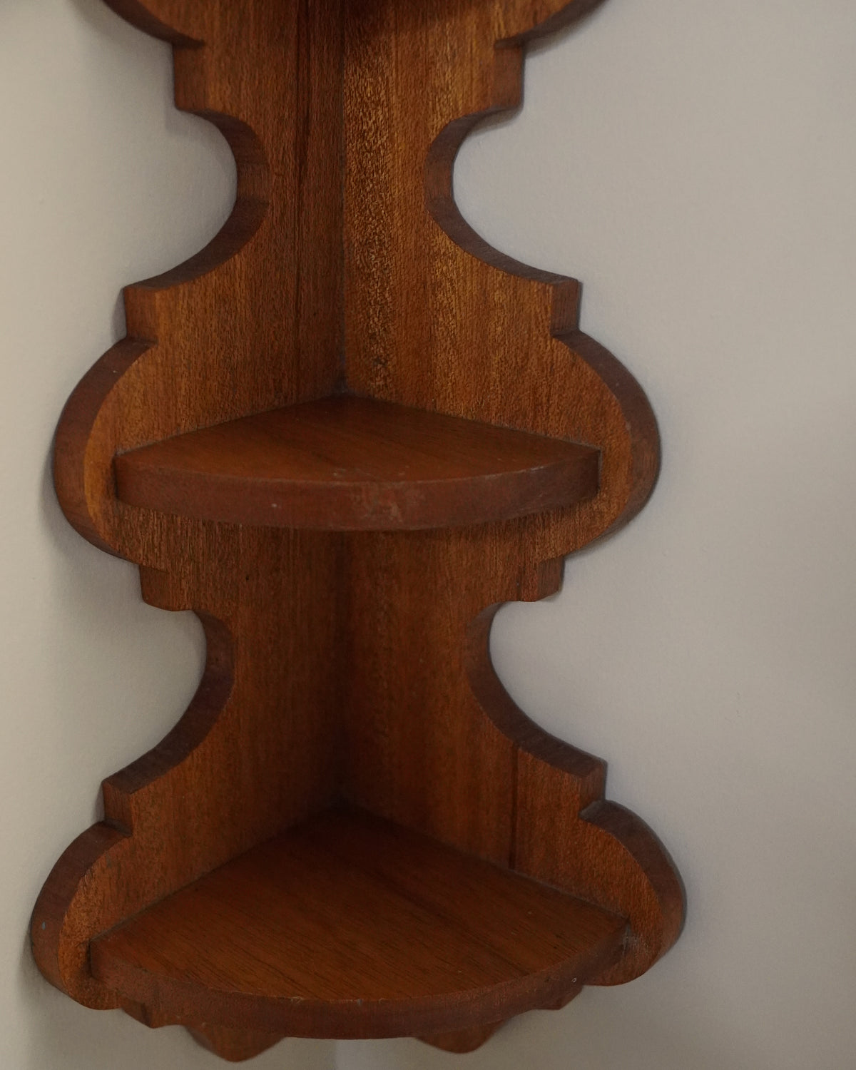 Tiered wooden corner shelf