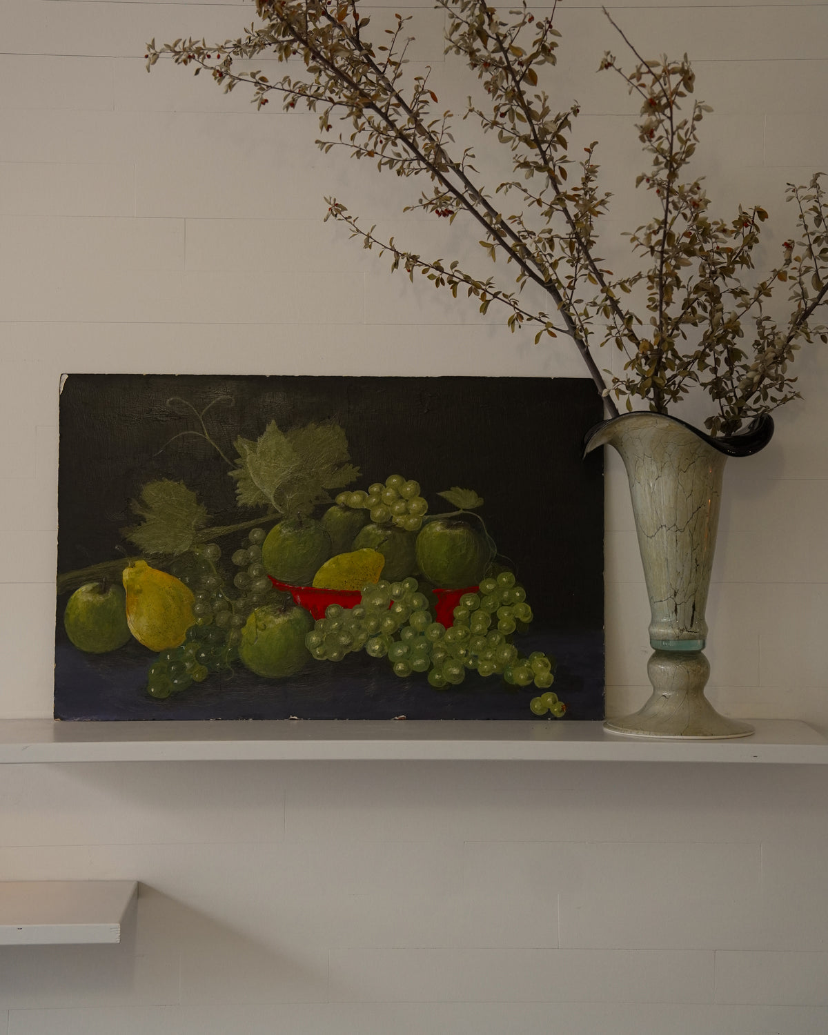 Oil on masonite board, fruit & vegetables