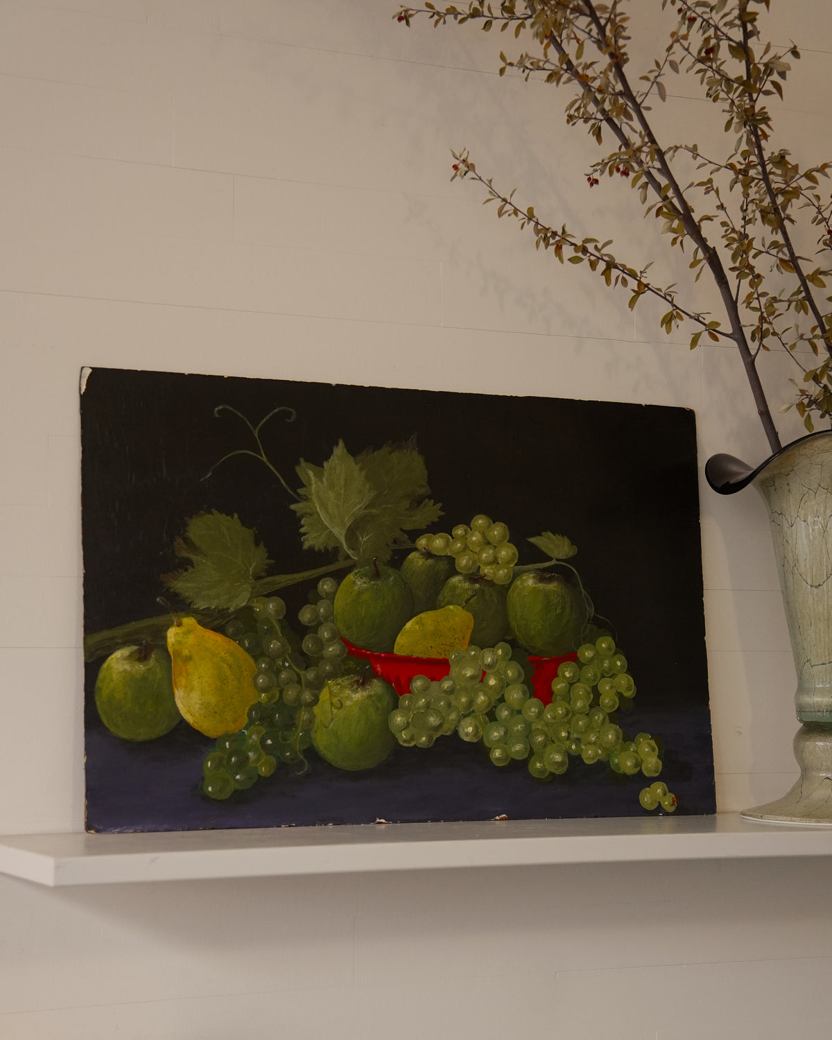 Oil on masonite board, fruit & vegetables