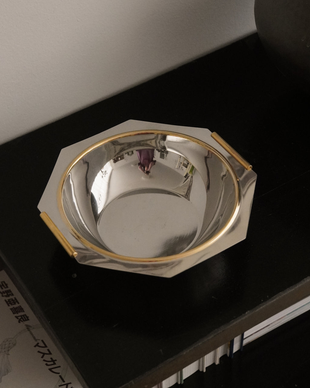 Italian stainless steel and brass octagonal bowl