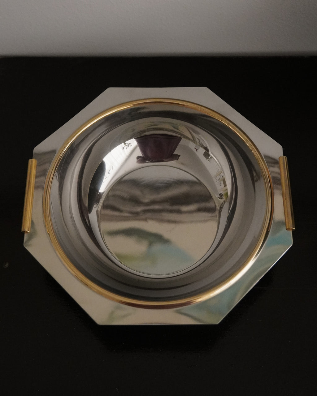 Italian stainless steel and brass octagonal bowl