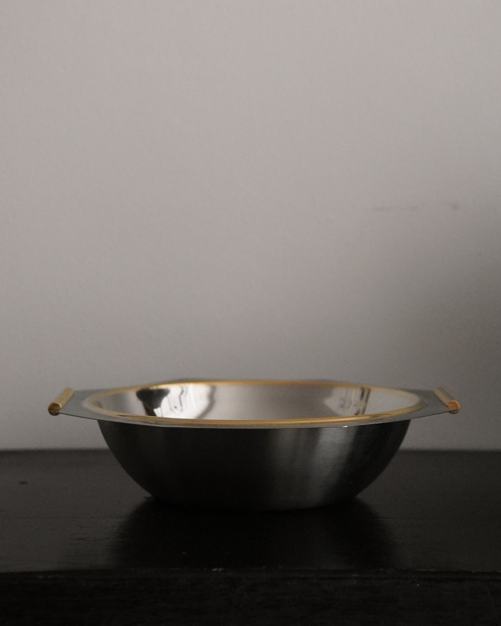 Italian stainless steel and brass octagonal bowl