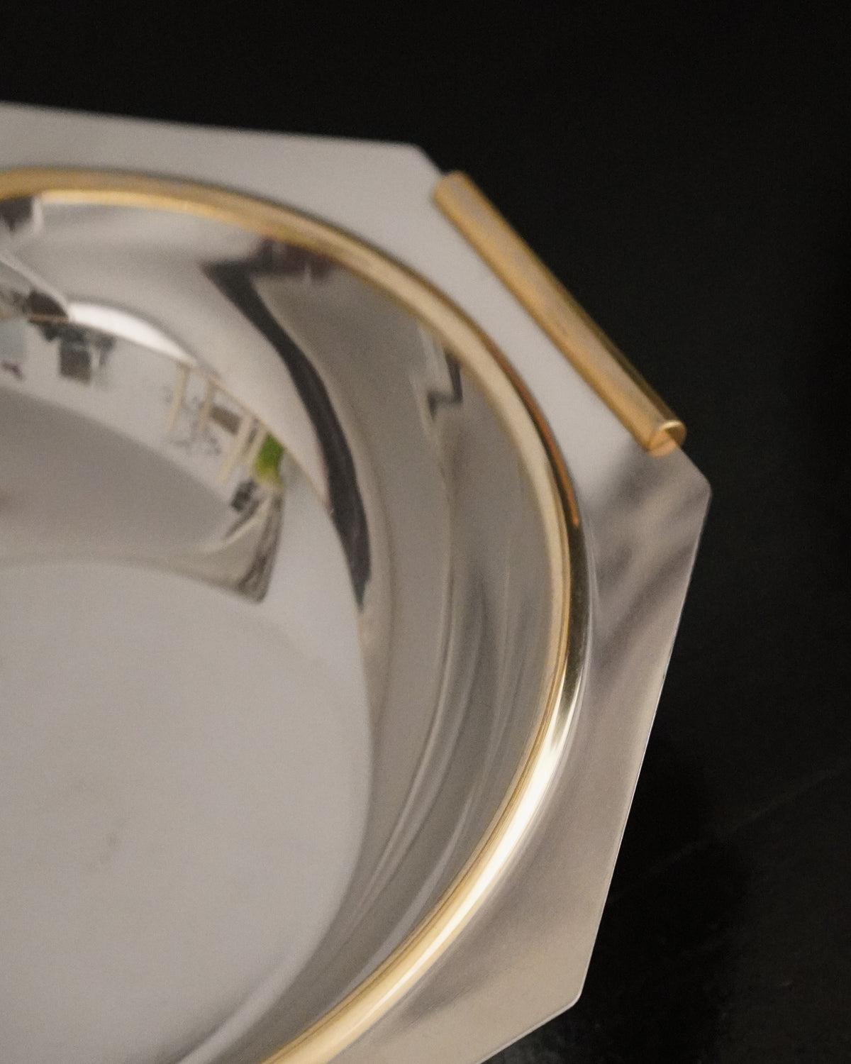 Italian stainless steel and brass octagonal bowl