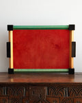 Postmodern Stained Wood Design Tray in Memphis Milano style