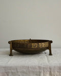 Hammered brass bowl with spiral feet/handles