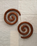 Pair of wooden spiral snake pot holders