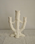 19th century white ceramic 3 in 1 vase with birch tree trunks pattern