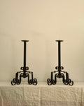 Pair of steel candle holders