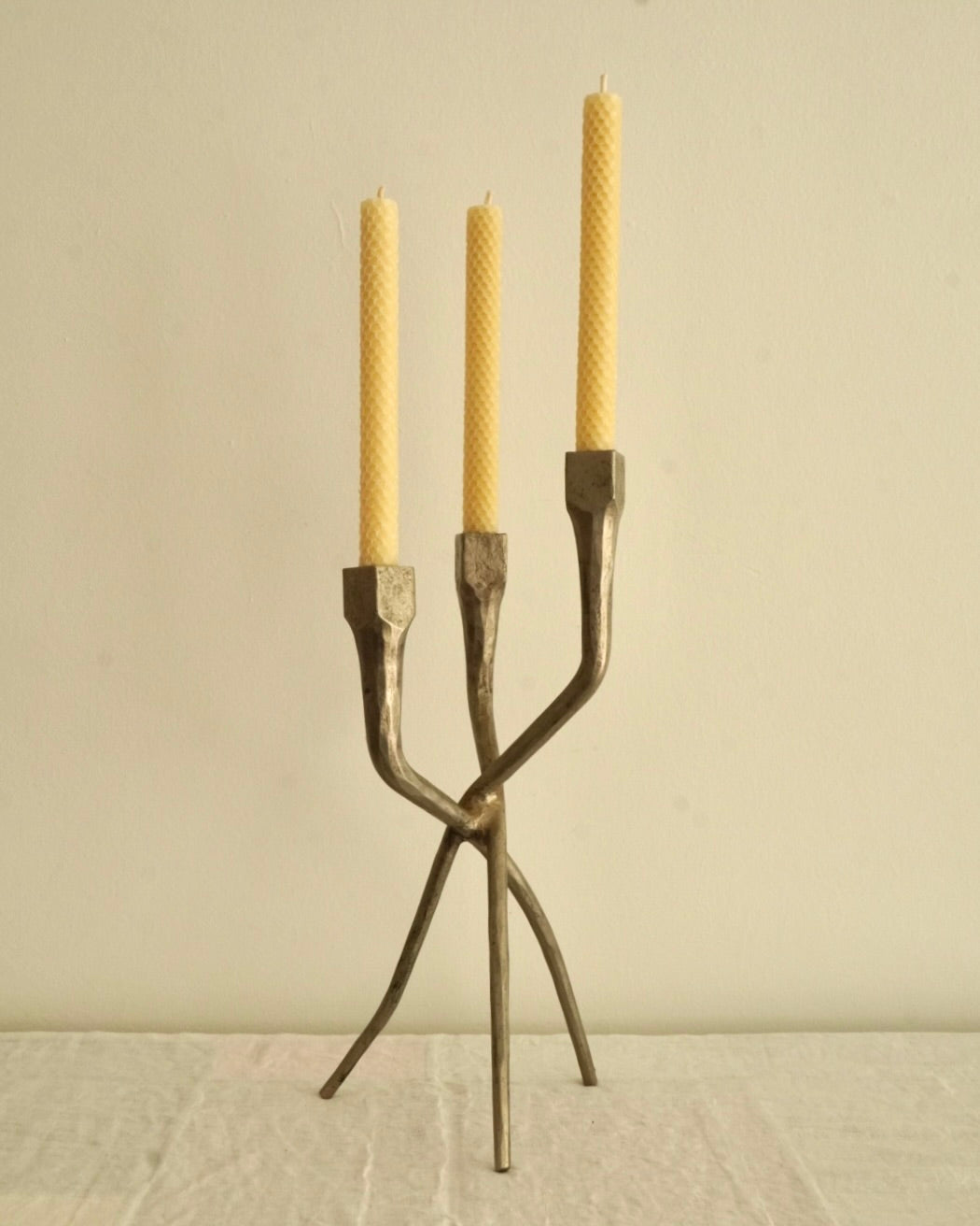 Brutalist steel candelabra