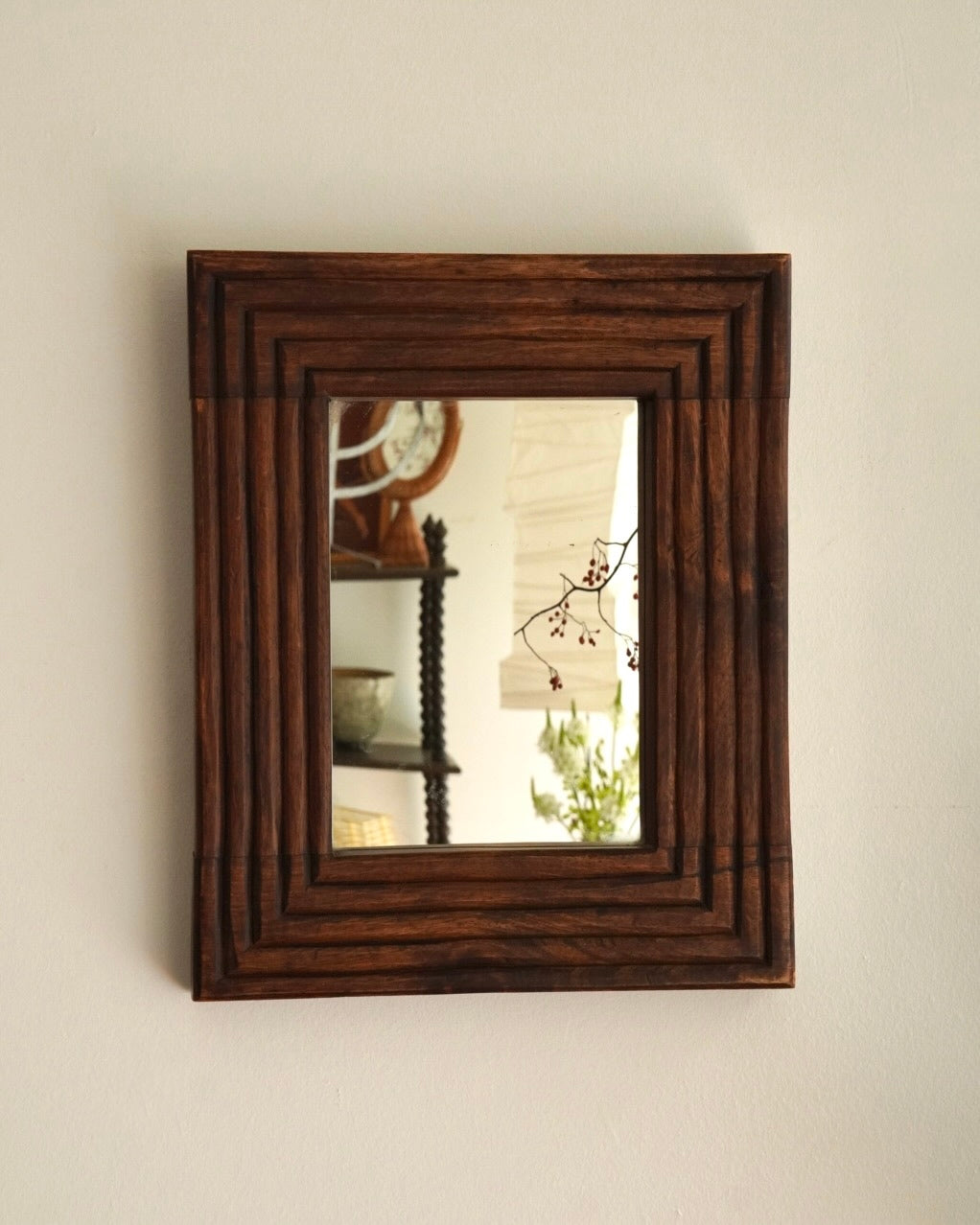 Solid wooden rectangle mirror