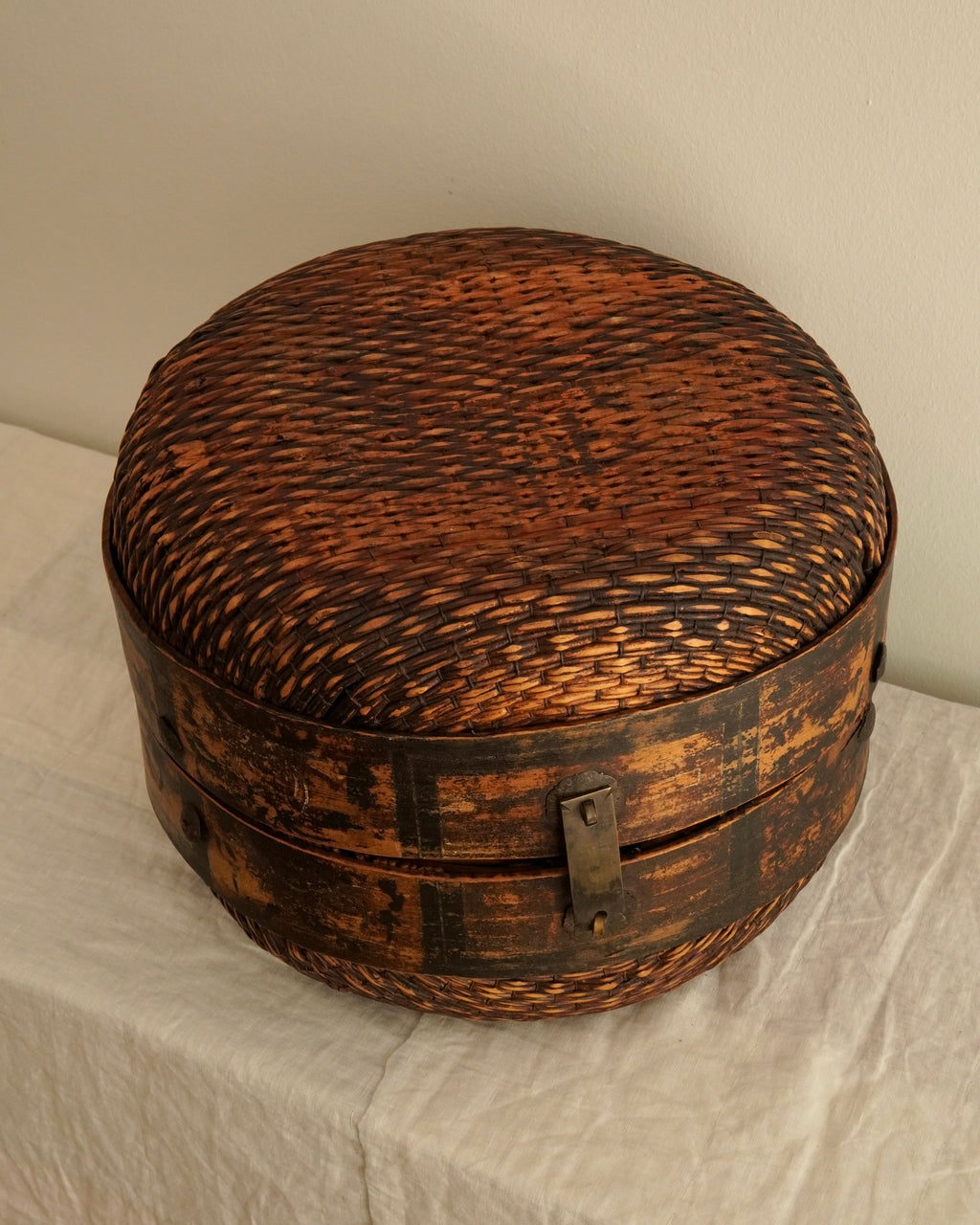 Large japanese woven lidded container