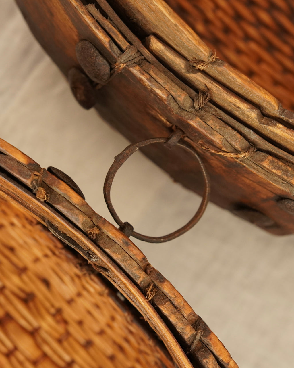 Large japanese woven lidded container
