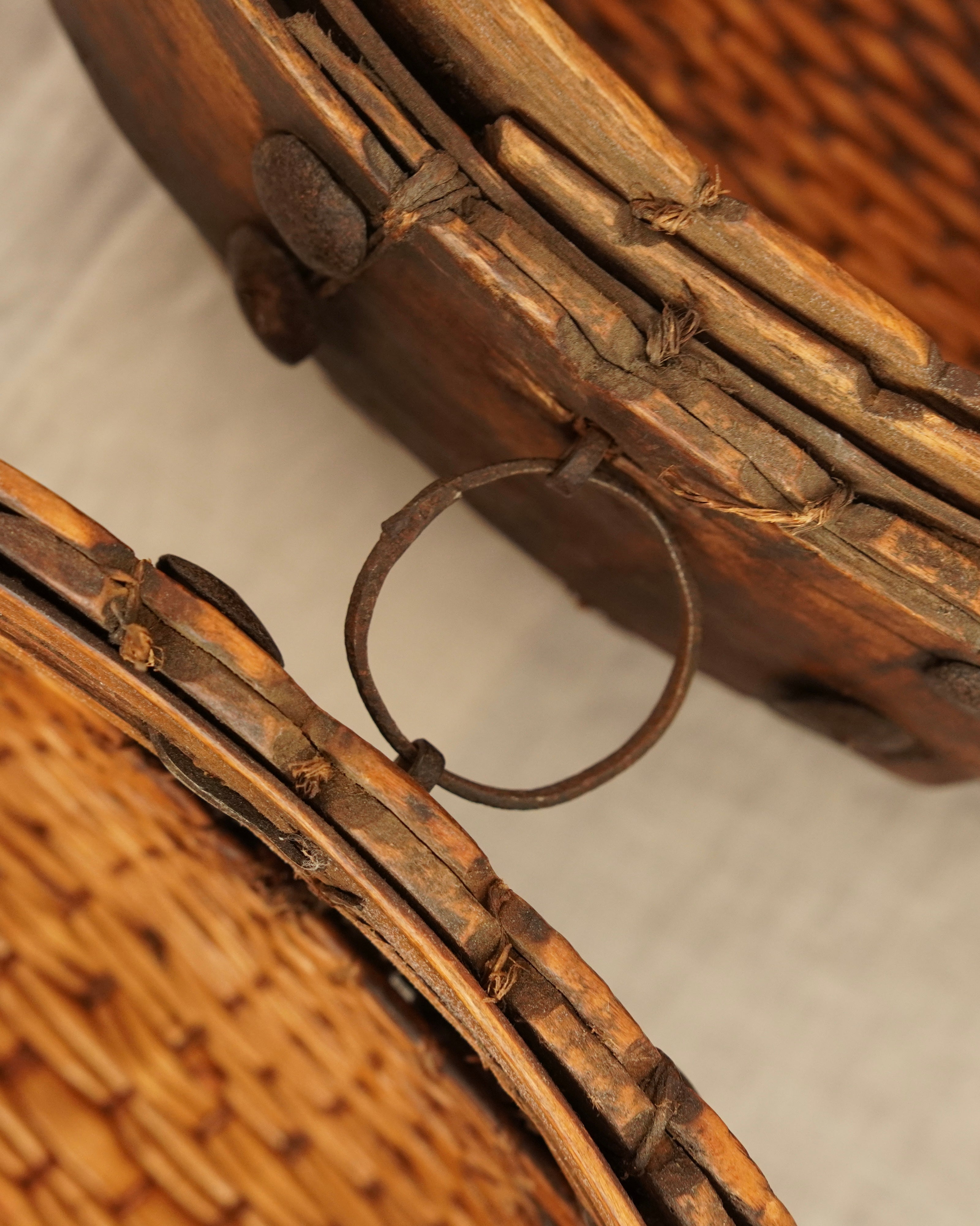 Large japanese woven lidded container