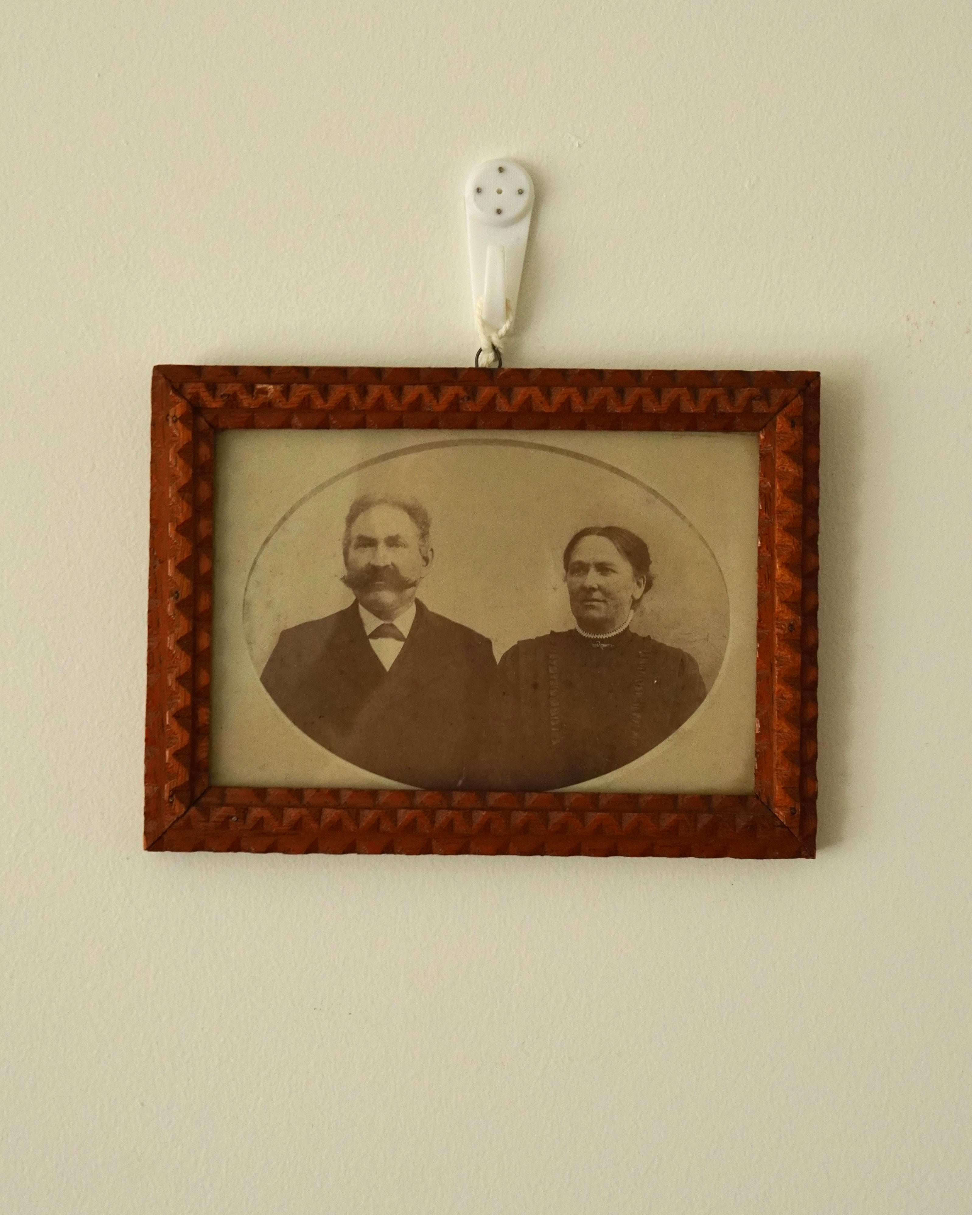 Small tramp art wooden picture frame