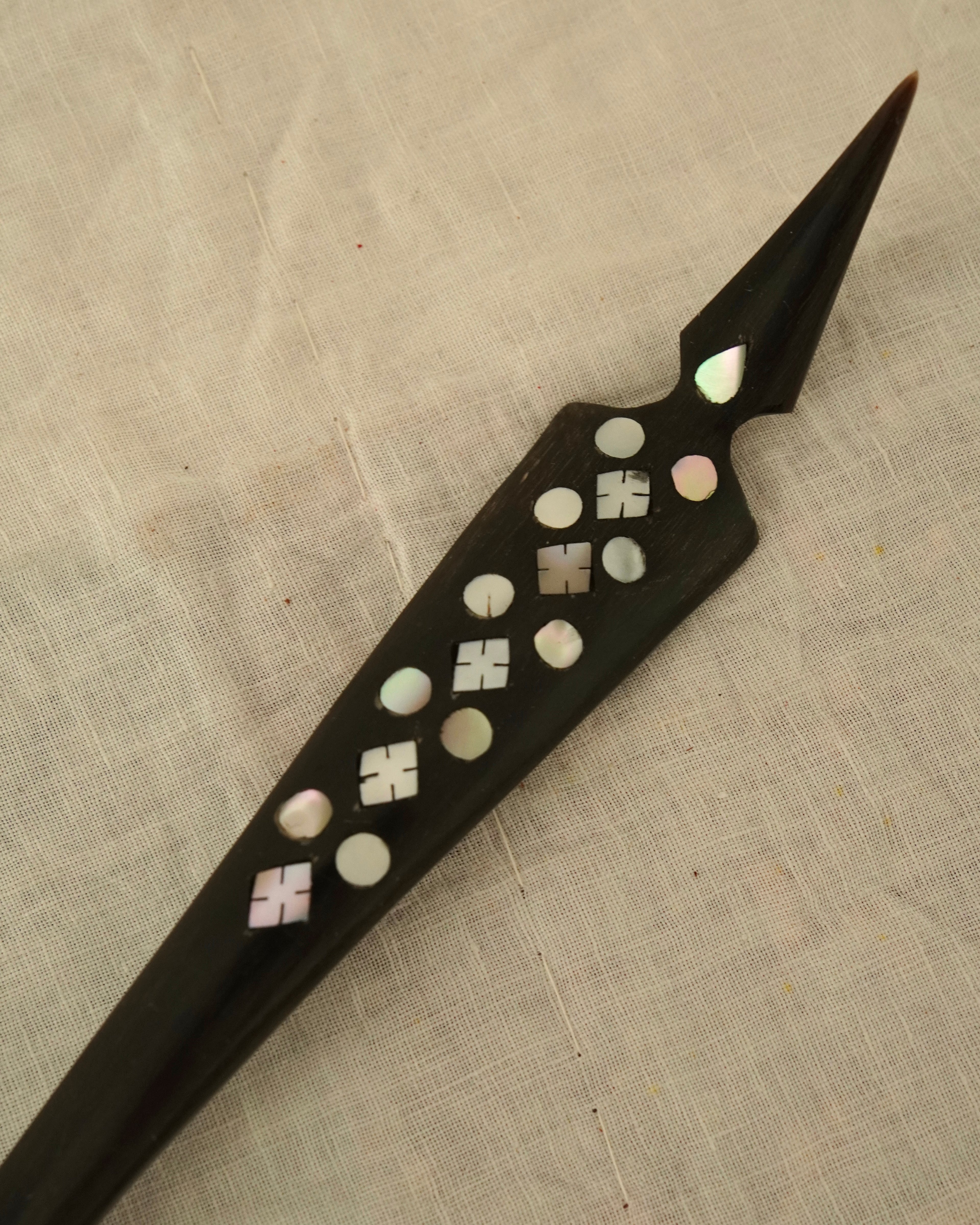 Mother of pearl inlay shell spoon