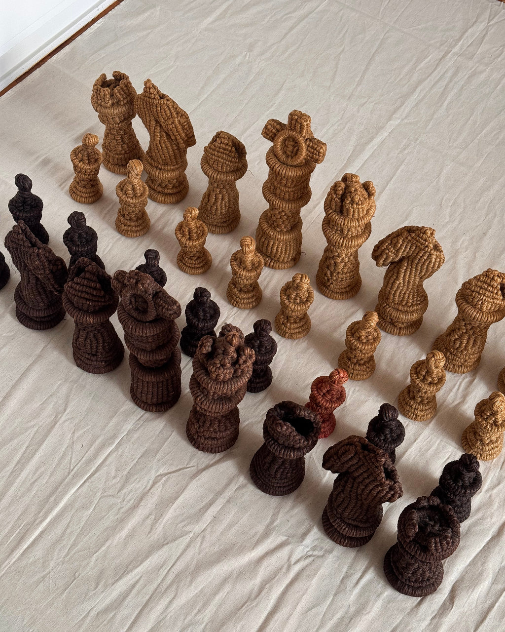 Macrame jute rope complete chess set