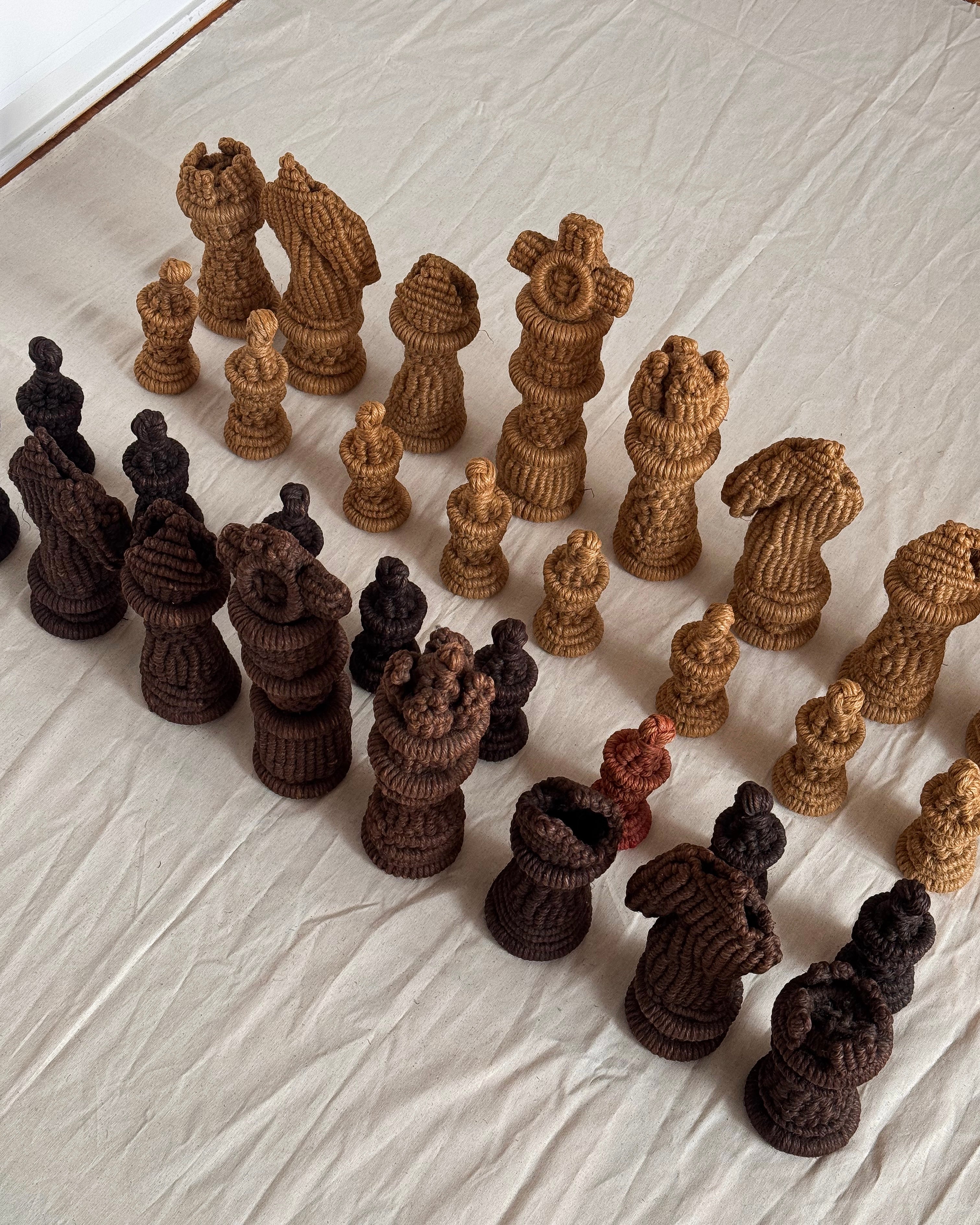 Macrame jute rope complete chess set