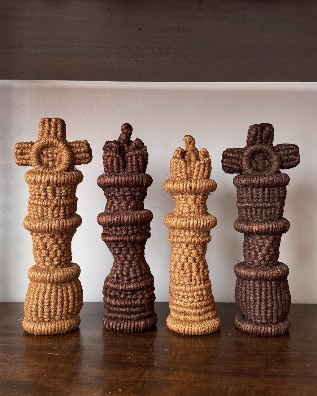 Macrame jute rope complete chess set