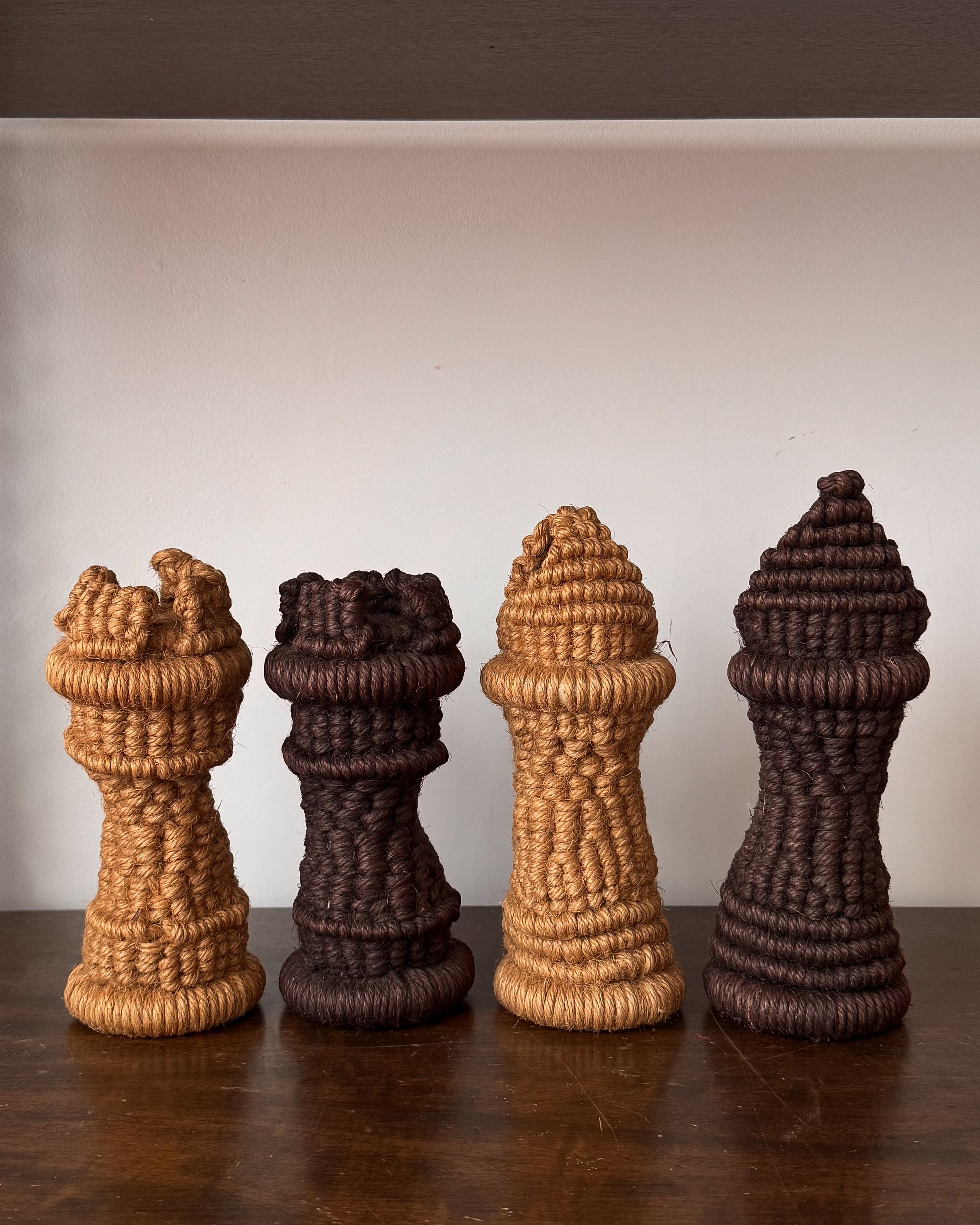 Macrame jute rope complete chess set