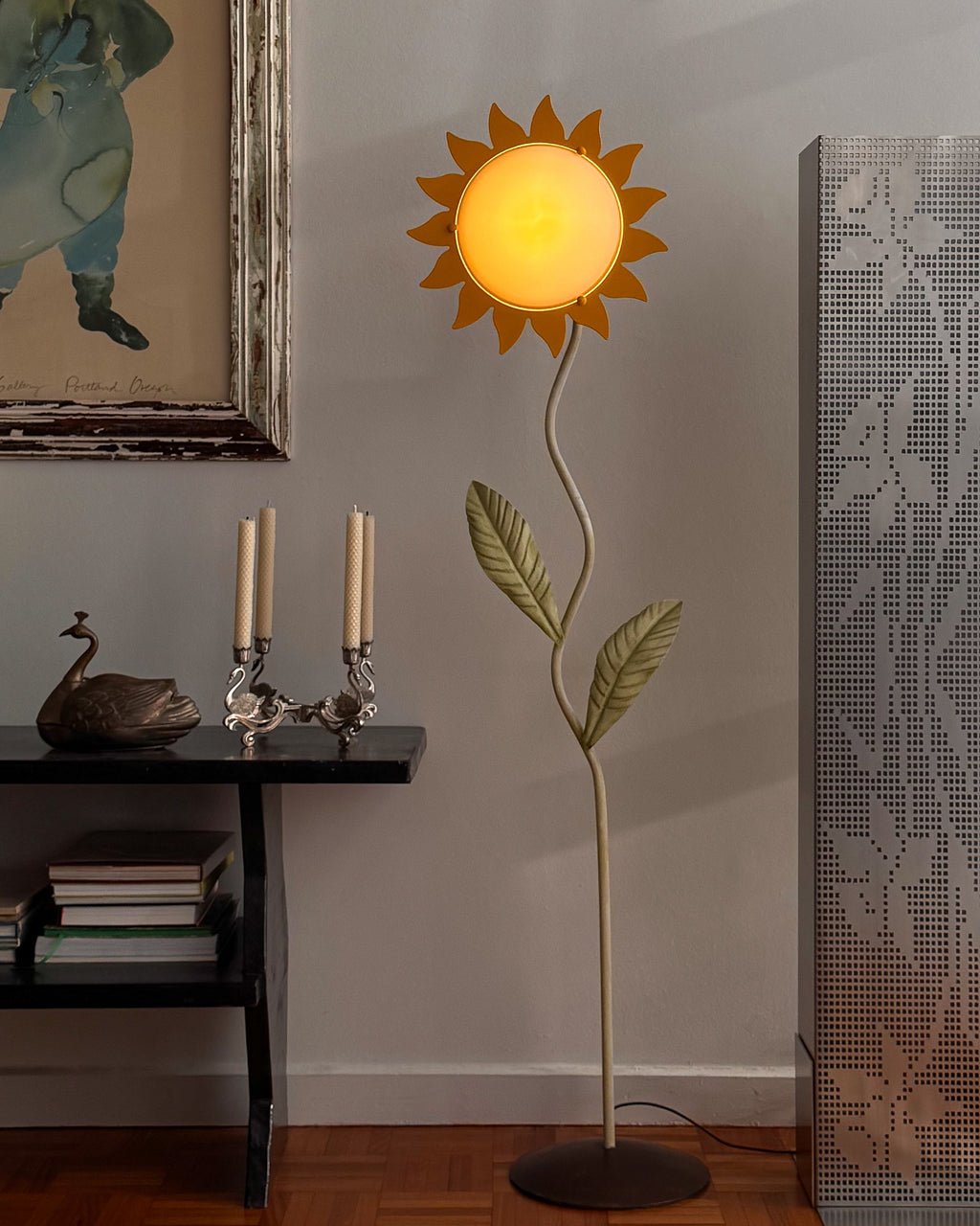 1970s Italian Metal Sunflower Floor Lamp