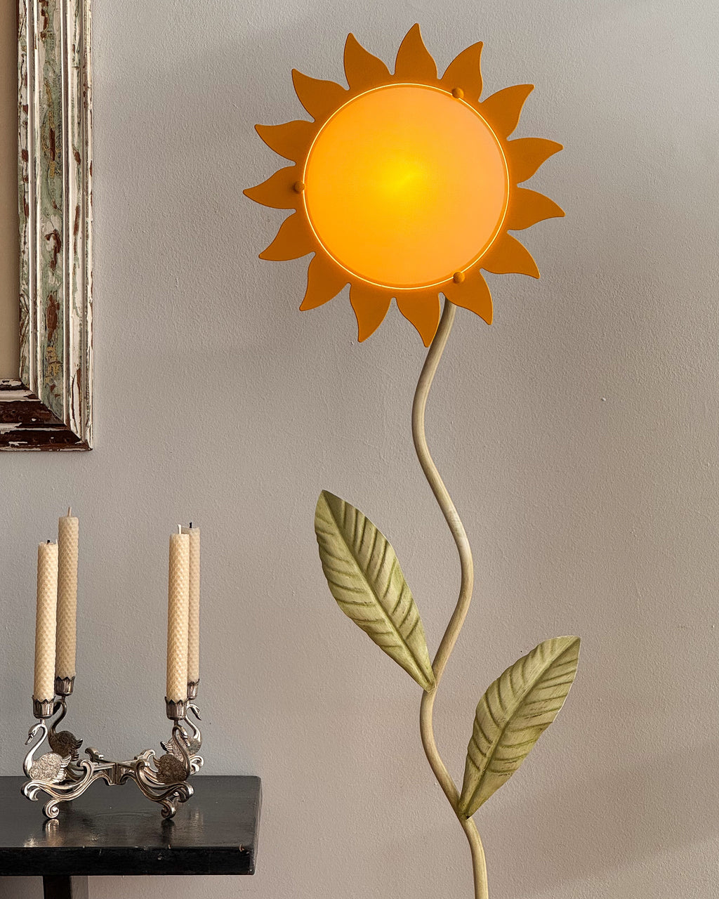 1970s Italian Metal Sunflower Floor Lamp