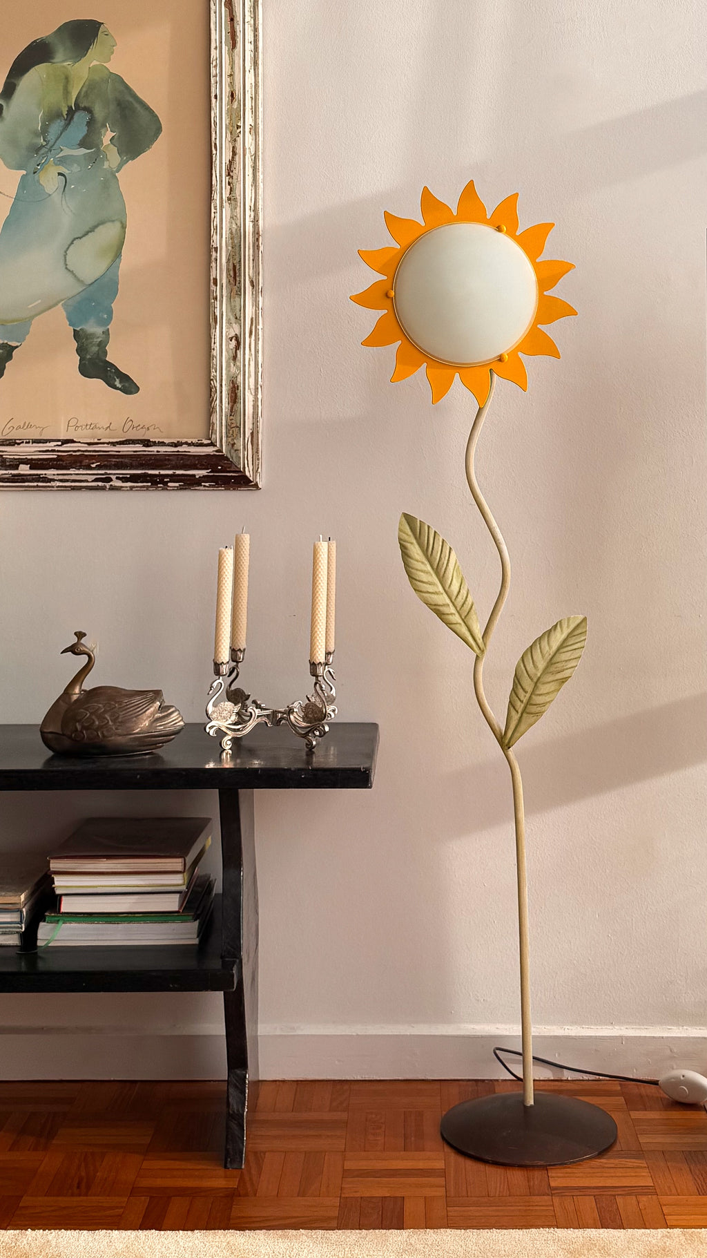 1970s Italian Metal Sunflower Floor Lamp