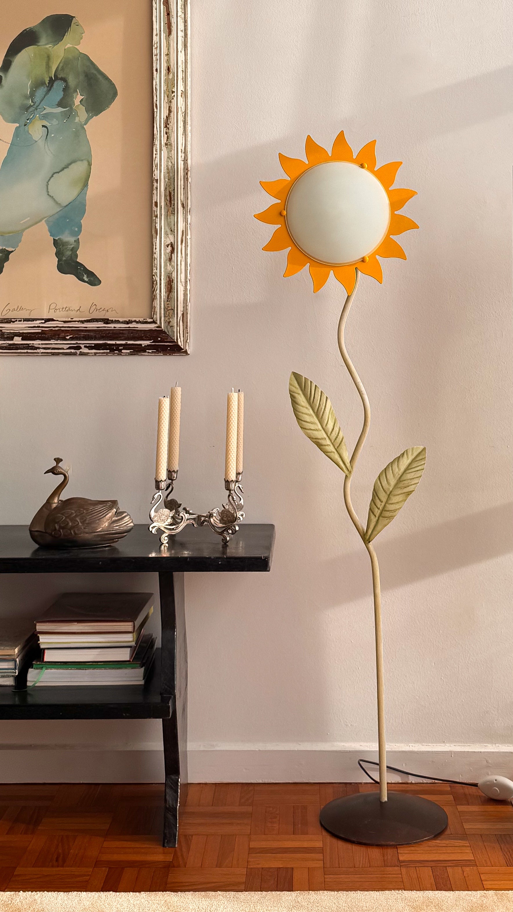 1970s Italian Metal Sunflower Floor Lamp